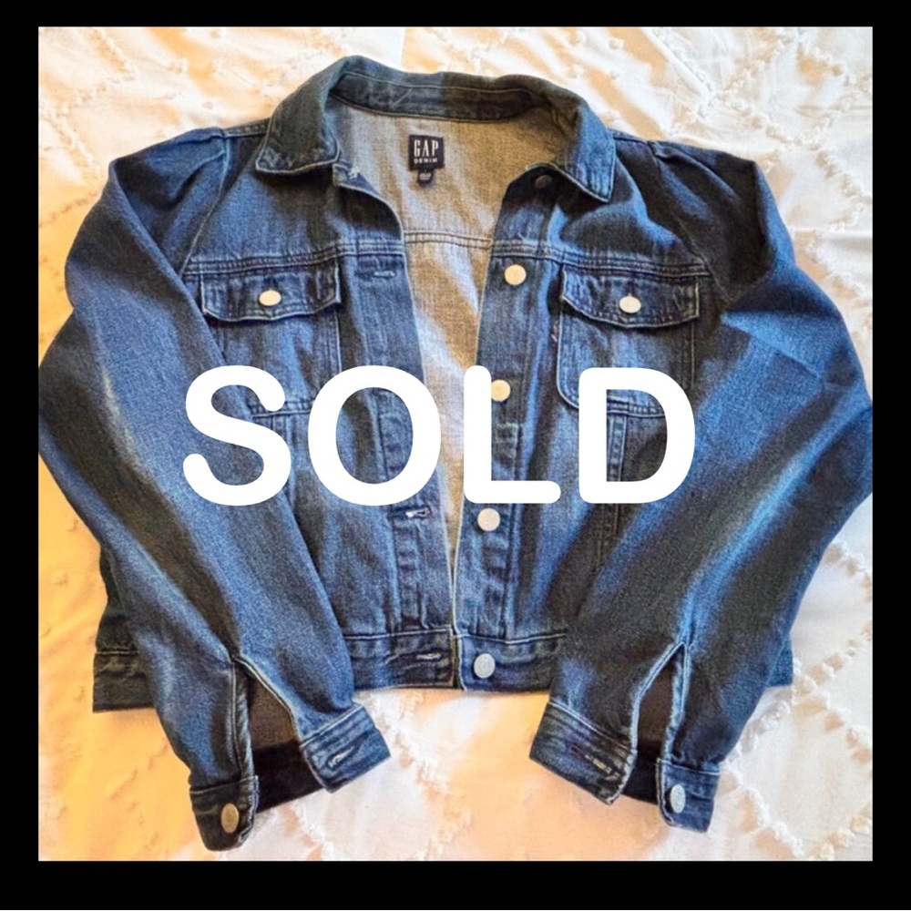 Gap Icon Denim Puff Sleeve Jacket - L, Indigo - NEW WITHOUT TAGS